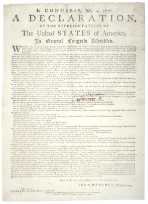 Declaration of Independence, Charleston, South Carolina, August 2, 1776. (Gilde