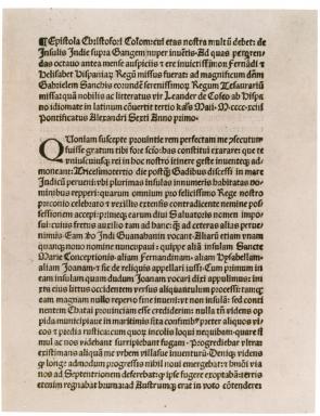 Christopher Columbus’s letter to Ferdinand and Isabella, 1493. (The Gilder Lehrman Institute, GLC01427)