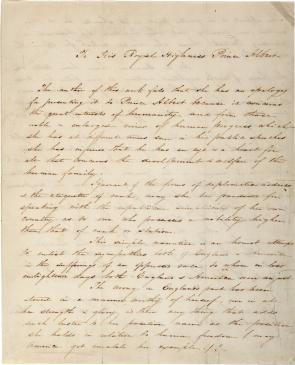 Harriet Beecher Stowe to Prince Albert, March 20, 1852. (GLC)