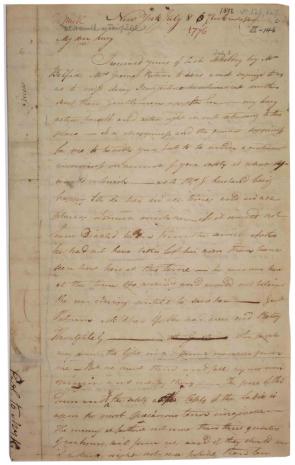 Henry Knox to Lucy Knox, July 8, 1776. (Gilder Lehrman Collection)