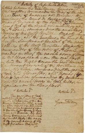 Charles Cornwallis, Articles of capitulation settled at Yorktown, October 19, 17
