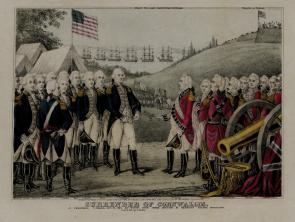 Surrender of Cornwallis, print by James S. Baillie, 1845 (GLC02918.02)