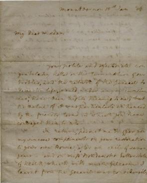 Martha Washington to Hannah Boudinot, January 15, 1784 (GLC03909)
