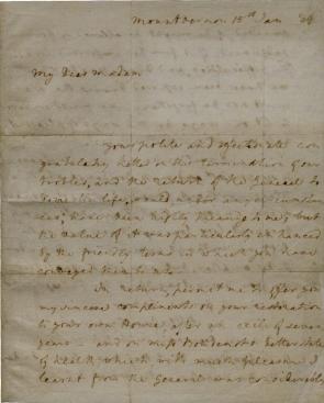 Martha Washington to Hannah Boudinot, January 15, 1784 (GLC03909)