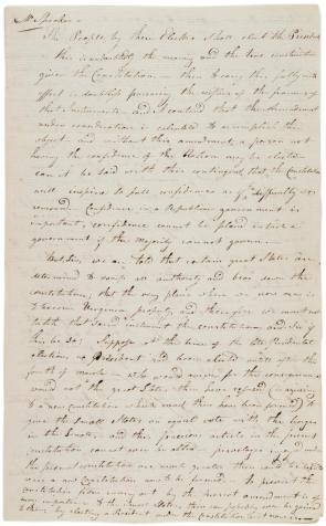 Timothy Pickering, Speech in favor of the Twelfth Amendment, October 17, 1803 (Gilder Lehrman Collection)