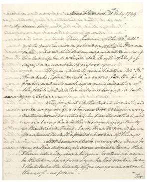 George Washington to Jonathan Trumbull Jr., July 21, 1799. (Gilder Lehrman Collection)