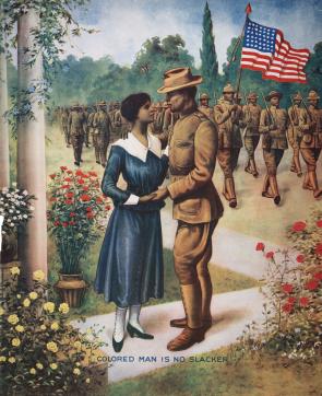 Colored Man Is No Slacker, print by E.G. Renesch, Chicago, Illinois, 1918. (Gilder Lehrman Collection)
