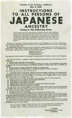 Japanese internment broadside, May 3, 1942. (GLC06360)