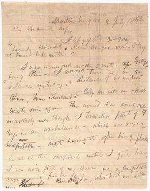 Paul Jones Semmes to Emily J. Semmes, July 9, 1863 (Gilder Lehrman Collection)