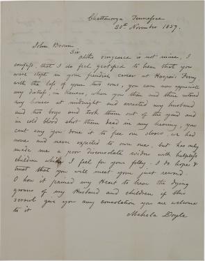 Mahala Doyle to John Brown, November 20, 1859. (GLC07590)