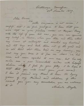 Mahala Doyle to John Brown, November 20, 1859 (Gilder Lehrman Collection) 