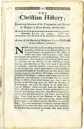 The Christian History, June 30, 1744, published by Thomas Prince (GLC08819p137)