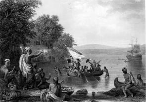 The Landing of Henrick Hudson, 1857. (Gilder Lehrman Collection)