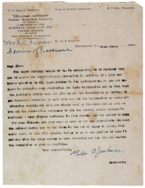 Giles B. Jackson to R.C. Burrow, June 22, 1901. (Gilder Lehrman Collection)