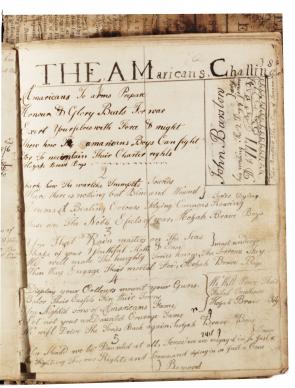 Poem written in John Barstow's math book, circa 1777. (Gilder Lehrman Collection