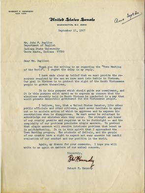 Robert F. Kennedy to John F. Bayliss, September 15, 1967 (GLC09525)