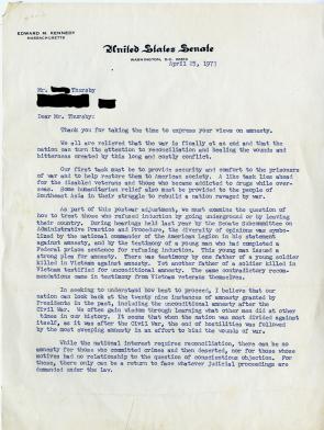 Edward Kennedy to Mr. Thursby, April 25, 1973 (GLC09526)