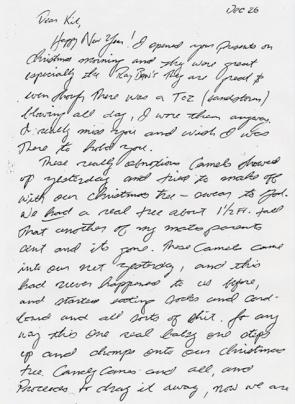  Brett G. Coughlin to Kit, December 26, 1990 (Andrew Carroll/The Legacy Project)
