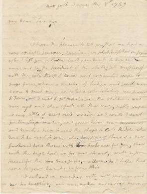 Martha Washington to Frances B. Washington, June 8, 1789. (Gilder Lehrman Co