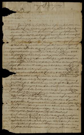 Robert Livingston to Petrus Dewitt, July 29, 1749. (The Gilder Lehrman Institute of American History, GLC03107.04449)