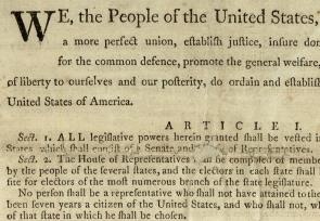 Detail from the Preamble to the US Constitution, 1787. (GLC03585)