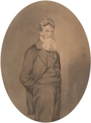 John Brown, ca. June 1859, painted photograph. (GLC04447)