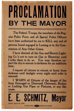 Proclamation by the Mayor, San Francisco, CA, April 18, 1906 (GLC 04967.01)