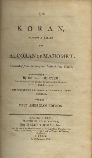 First American edition of the Koran, 1806 (Gilder Lehrman Collection)
