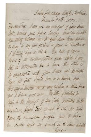 Frederick Douglass to Maria Webb, Nov. 30, 1859. (GLC08360)