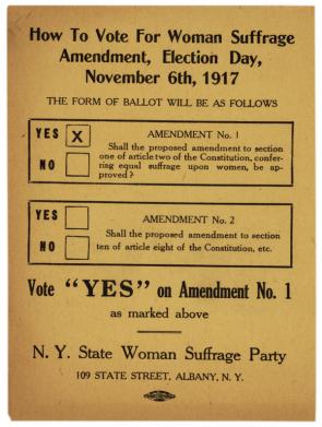 How to vote for the woman suffrage, NYS Woman Suffrage Party, 1917. (GLC)