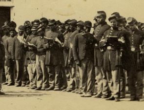 Louisiana Native Guard in Port Hudson, Louisiana, 1863. (GLC09229)