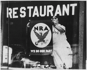Restaurant display supporting National Recovery Administration, ca. 1934. (NARA)