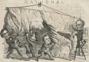 [Dividing the] National [Map]. [Cincinnati], 1860. (LC-DIG-ppmsca-33122)