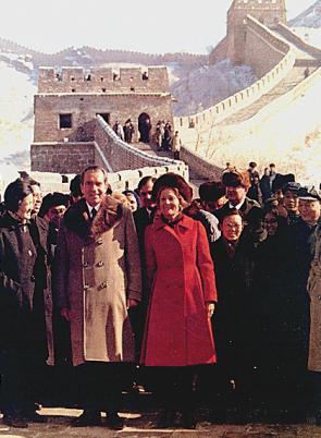 The Nixons at the Great Wall of China, February 1972. (NARA ARC id 194421)