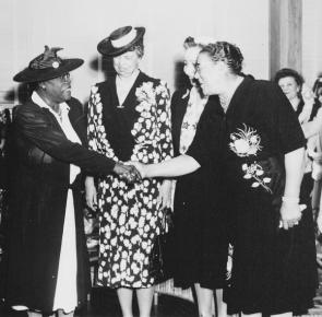 Mary McLeod Bethune (left) and Eleanor Roosevelt, 1943. (National Archives)