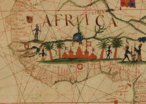 Detail of El Mina from a portolan chart of the Atlantic Ocean published in 1633. (Library of Congress, Geography and Map Division)