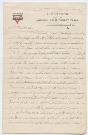 Letter from Pvt. George Van Pelt, Company I, 165th Infantry to Annie Cole, May 1