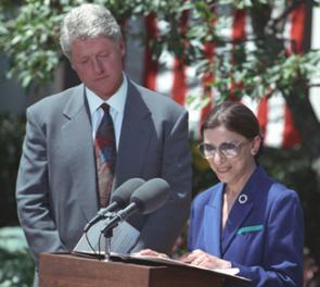 Ruth Bader Ginsburg with President Clinton, 1993 (William J. Clinton Library)