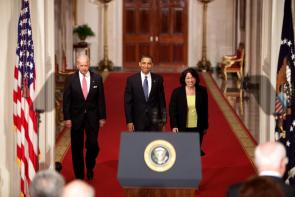 Sonia Sotomayor with President Obama and Vice President Biden, 2009 (Obama Presidential Library)