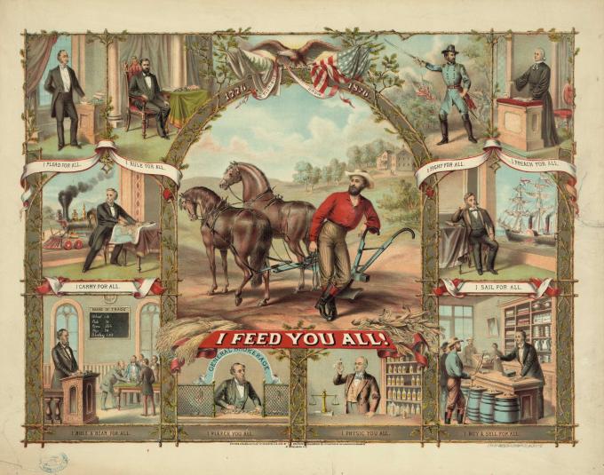 “I feed you all!” lithograph by American Oleograph Co., Milwaukee, c. 1875. (Lib