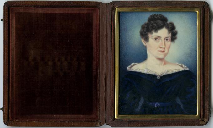 Miniature portrait of Jane Pierce, attributed to Moses B. Russell, circa 1835. 