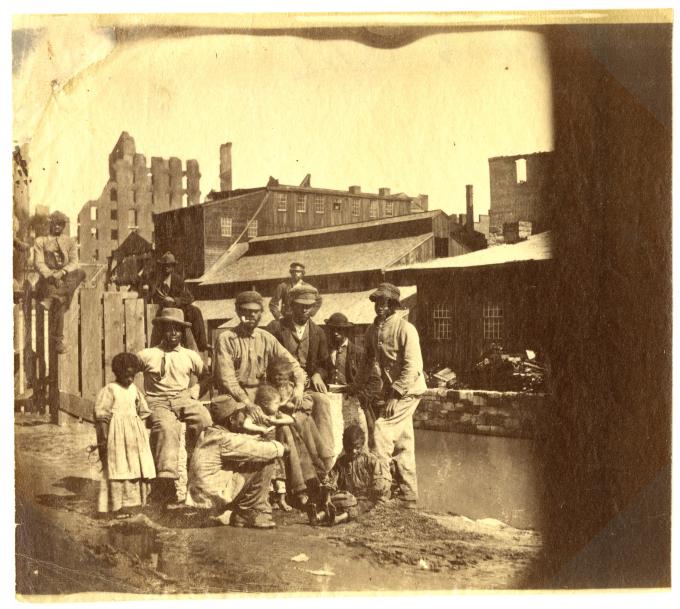 Former slaves near the canal in Richmond, Virginia, 1865. (GLC05111.01.1038)