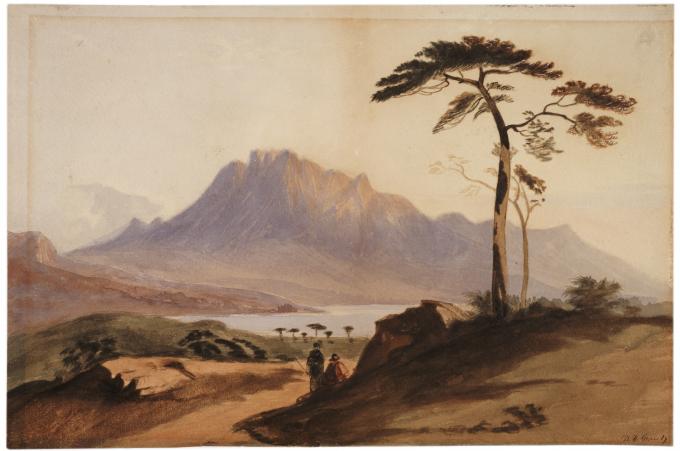 Landscape watercolor painted by Grant as cadet at West Point, circa 1842. (The G