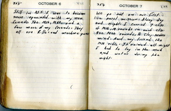 Louis Raynor’s diary entries for October 6 and 7, 1967. Louis Raynor’s diary entries for October 6 and 7, 1967.