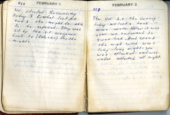 Louis Raynor’s diary entries for February 1 and 2, 1968. Louis Raynor’s diary entries for February 1 and 2, 1968.
