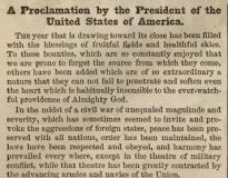 Abraham Lincoln’s Thanksgiving Proclamation, Harper’s Weekly, October 17, 1863. (Gilder Lehrman Collection)