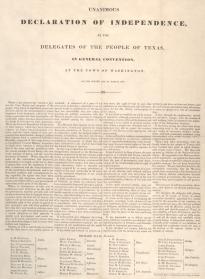 Texas Declaration of Independence, March 2, 1836. (GLC02559)