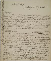 Andrew Jackson to Lewis Cass, February 10, 1832. (Gilder Lehrman Collection)