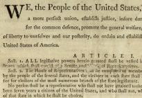 Detail from the Preamble to the US Constitution, 1787. (GLC03585)