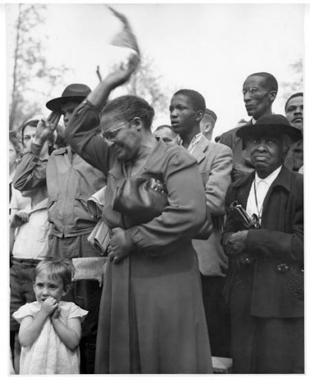 Mourners greet FDR's funeral train, 1945, FDR Library